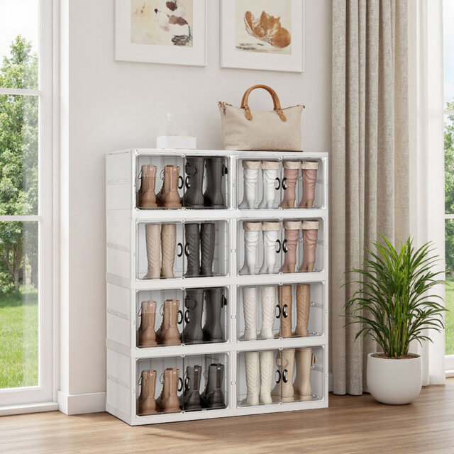8 Pair Stackable Shoe Storage Cabinet