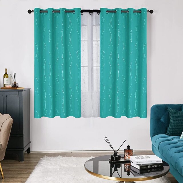 Senath Dotted Line Foil Printed Room Darkening Thermal Curtains