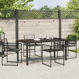 5 Piece Garden Dining Set Black Poly Rattan