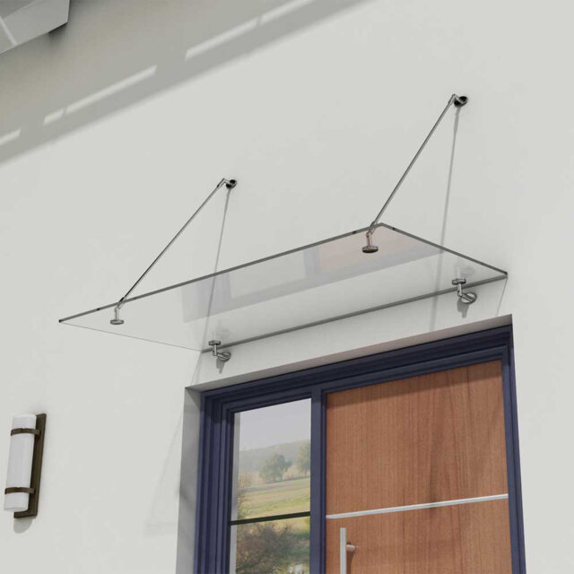 Durovin Bathrooms Front Door Glass Canopy 1600 x 900mm Over Door Shelter - 13mm Clear Safety Glass