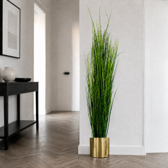 Artificial Onion Grass Plant Metal Plater 130cm Realistic.