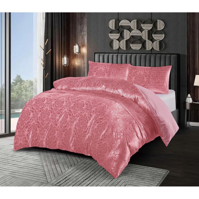 Damask Jacquard Duvet Cover 3 Piece Velvet Bedding Set With Matching Pillowcases