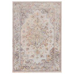 Cream Traditional Persian Bordered Abstract Floral Easy To Clean Rug For Dining Room