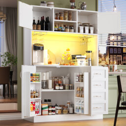 Kitchen Cabinet With Led, 4 Doors And 2 Drawers