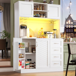 Kitchen Cabinet With Led, 4 Doors And 2 Drawers