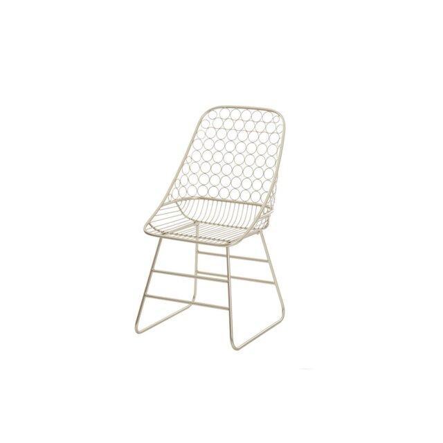 119.38cm H Upholstered Metal Slat Back Side Chair in Gold