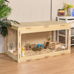 Large Hamster Cage, Wooden Hamster Habitat With Acrylic Windows, Small Animal Hutch And Exercise Play House For Syrian Hamsters Degus Mice Gerbils, Na