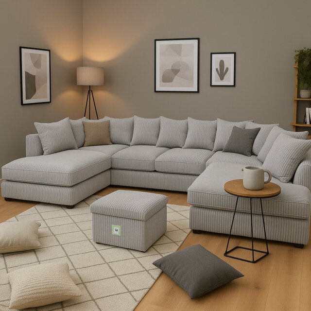 5 Seater Corduroy Corner Sofa