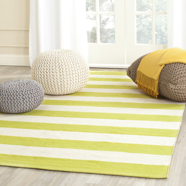 Lady Lake Hand-Hooked Cotton Green/Ivory Rug