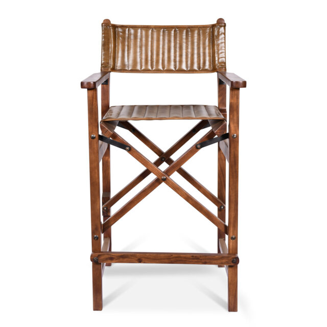Genuine Leather Folding Bar Stool