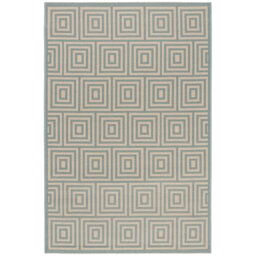 Mckinnon Hooked Indoor/ Outdoor Cream/Aqua Rug