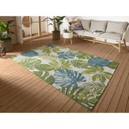 Leaves Turquoise/Green Indoor/Outdoor Rug