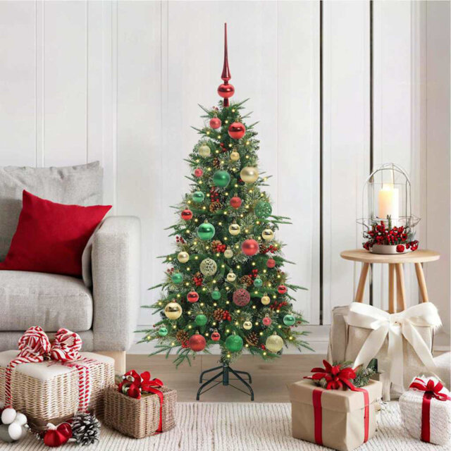 Artificial Hinged Christmas Tree Green PE and PVC