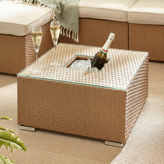 Miacomet PE Rattan Garden Coffee Table & Ice Bucket - Modern Gardens and Patios