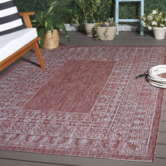 Mccoy Looped/Hooked Red/Beige Indoor/Outdoor Rug