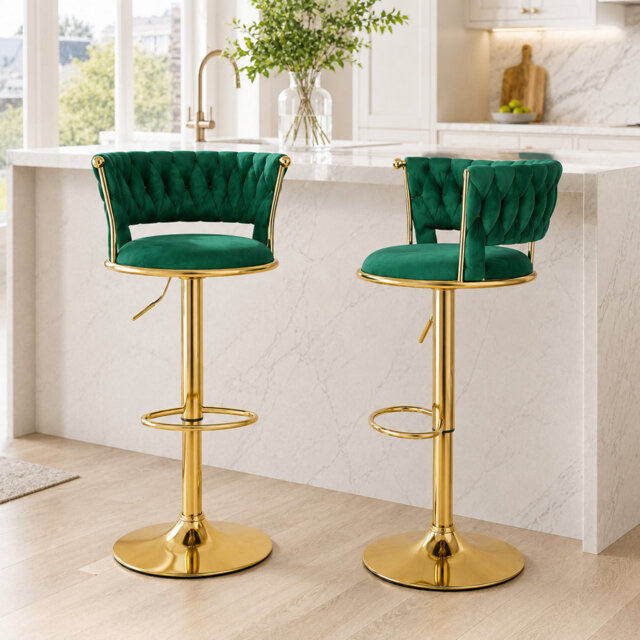 Swivel Upholstered Counter Stool with Metal Frame