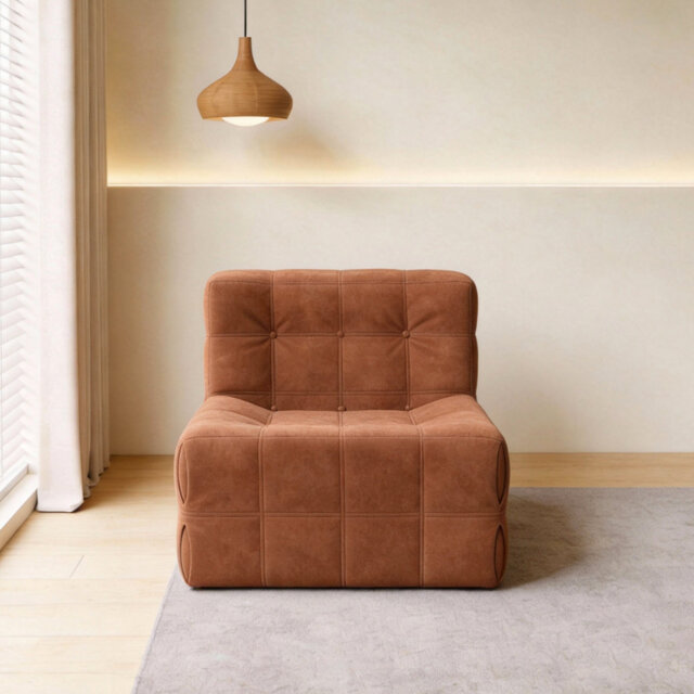 Multifunctional Frameless Sponge Sofa - 92Cm Single & 163Cm Triple Seater - Dark Green/Orange - Floor Lounger & Bean Bag Alternative(80Cm Single Sofa