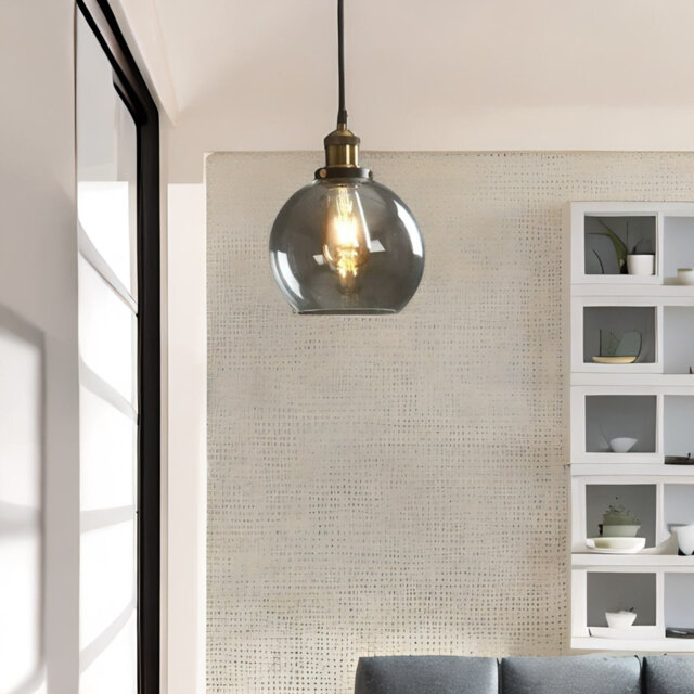 Industrial Antique Brass Effect Glass Globe Light Shade