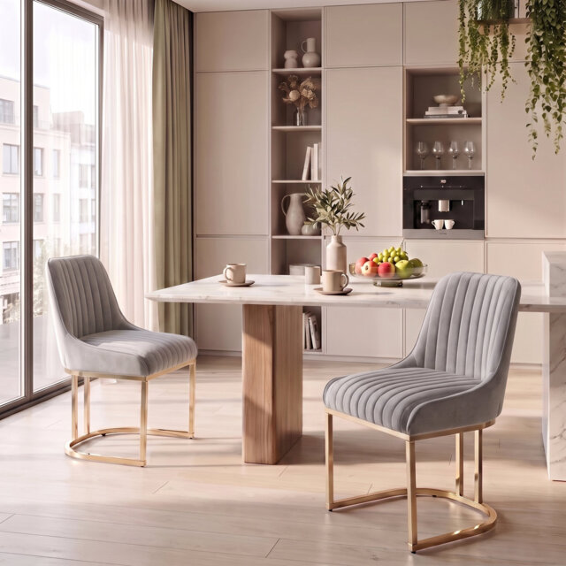 Modern Upholstered Velvet Dining Chairs Elegant Kitchen Chairs Accent chairs Sturdy Gold Metal Frame for Living Room Restaurant Cafe