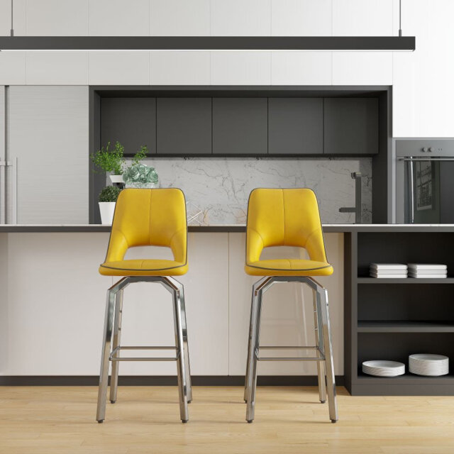 Bacarri Swivel Upholstered Counter Stool with Metal Frame