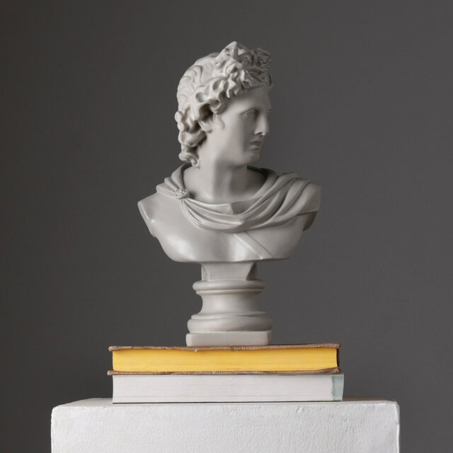 Grey Greco-Roman Classical Bust Sculpture â Matte Resin Decorative Ornament (30 cm)