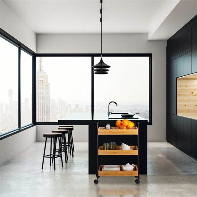 Eginhard Solid Wood Kitchen Cart