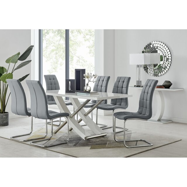 Alicia Modern Glass Wood Finish Dining Table Set with Modern