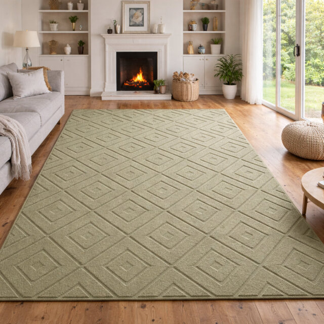 Modern Hollow Square Geometric Rug Soft Indoor Living Room Carpet