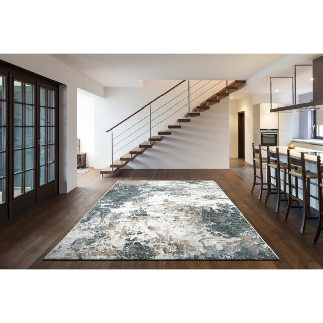 Abbingt Machine Woven Blue Indoor Rug