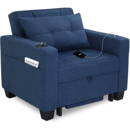 Latitude Run Linen Single Pull-out Sofa Bed 3 in 1 Convertible Chair