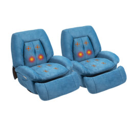 300lbs Electric Massage Swivel Recliner With Heat & Voice Control - Wide Seat Oversized Padded Power Recliner With Lumbar Pillow, Fabric Massaging Cha