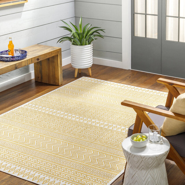 Marion Indoor & Outdoor Boho Saffron Beige Rug