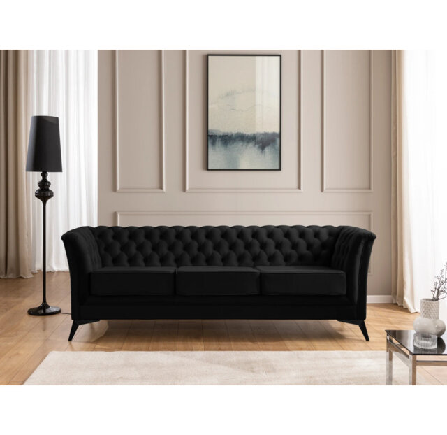 Chesterfield Luxury Sofa 3 seater Whitby in Velvet with Gold, Silver or Black Legs