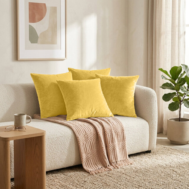 Plain Velvet Cushion Cover-(Pack of 4)