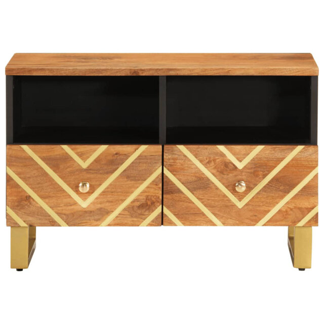 Vidaxl TV Cabinet Brown And Black 70X33.5X46 Cm Solid Wood Mango