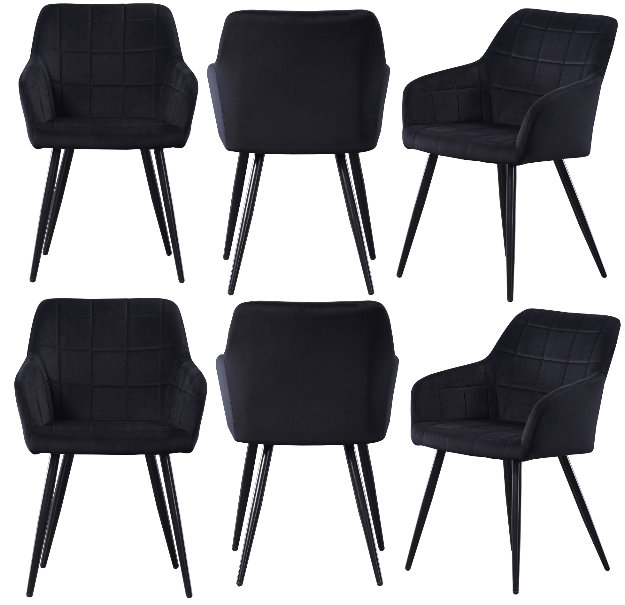 Yerres Modern Velvet Dining Chairs - Ergonomic Curved Back with Metal Legs - Armchair for Dining Room Kitchen Living Room