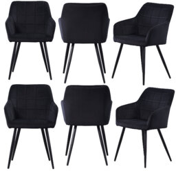 Yerres Modern Velvet Dining Chairs - Ergonomic Curved Back with Metal Legs - Armchair for Dining Room Kitchen Living Room