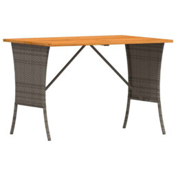 Garden Table With Acacia Wood Top 105X75x72 Cm Poly Rattan