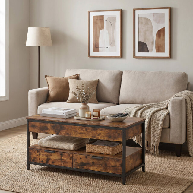 Afeez Lift Top Four Leg Coffee Table with Storage