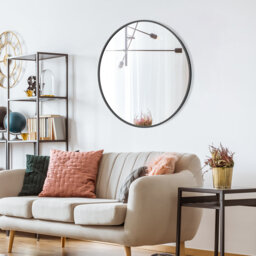 Baum Nordic Round Bathroom Framed Mirror Wall Hanging