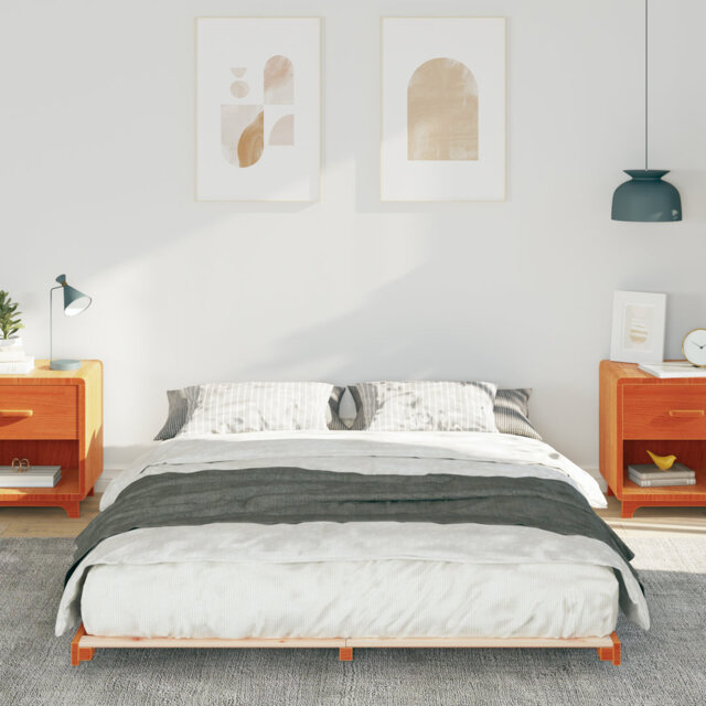 Floor Bed Frame Solid Pine Wood