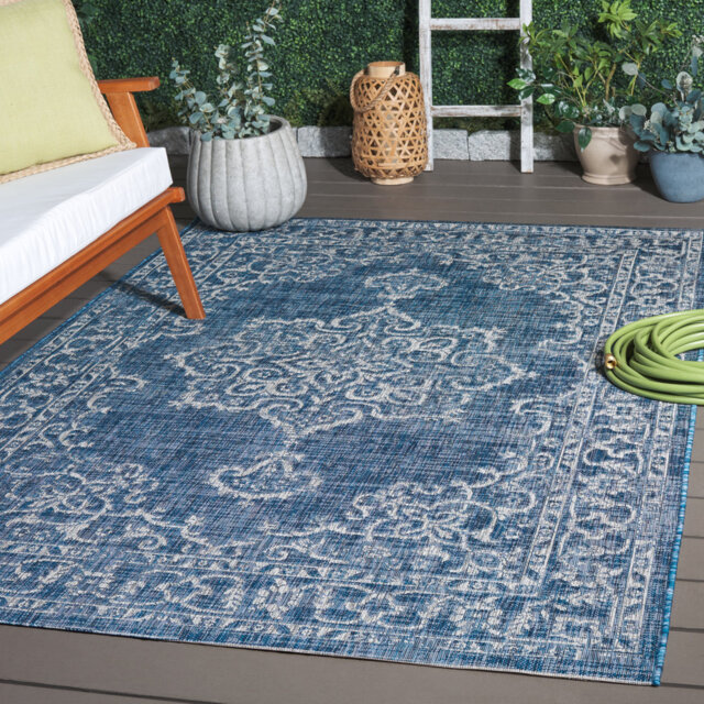 Kori Hooked Navy/Grey Indoor/Outdoor Rug
