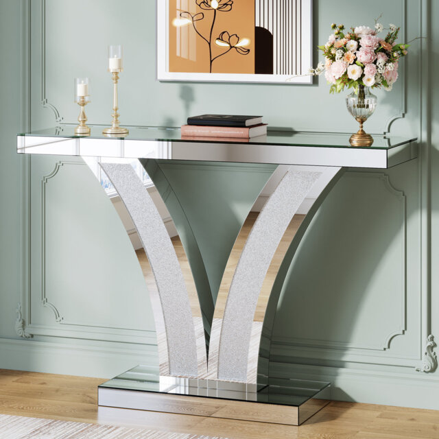 100cm Glass Top Console Table