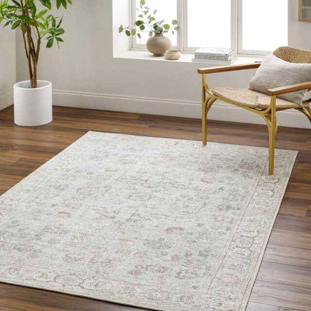 Theia Vintage Look Machine Woven Gray,Tan,Charcoal,Brown,Cream,LightBeige Area Rug