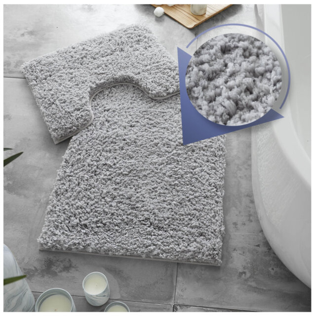 Luxury Zero Twist Bath Mat Set 2 Piece Plush Microfiber Bathroom Rug & Pedestal Mat Non Slip Absorbent Washable