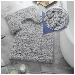 Luxury Zero Twist Bath Mat Set 2 Piece Plush Microfiber Bathroom Rug & Pedestal Mat Non Slip Absorbent Washable