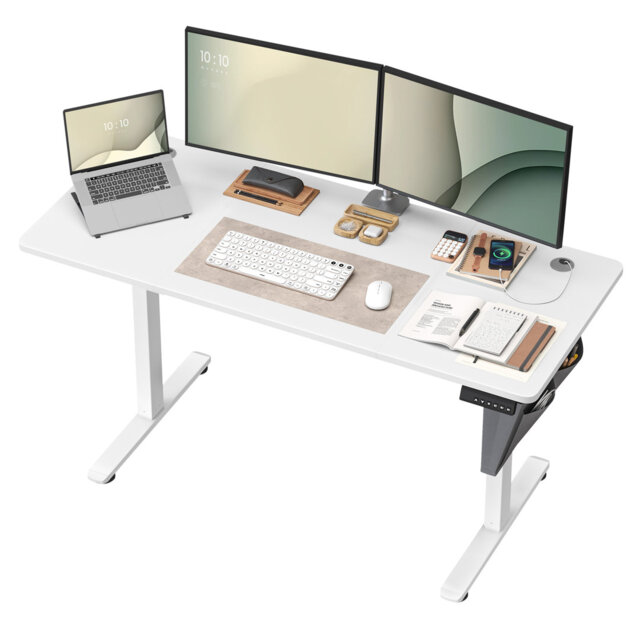 Ashala Adjustable Metal Base Standing Desk with Power Outlet