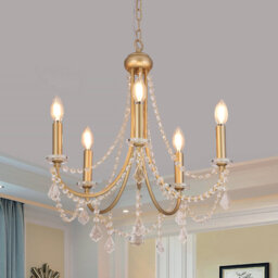 Crystal Chandeliers Imitation Copper Color Classic K9 Crystal Chandelier Creative Living Room Bedroom Art Decoration Lamp Indoor Home Lighting Fixture