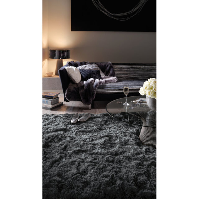 Plush Deep Pile Shaggy Slate Rug