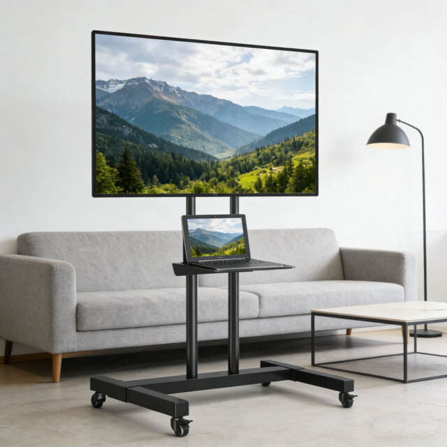 Mobile TV Stand with Wheels for 32-80 Inch LCD LED Flat Screens/Curved TVs up to 50 kgs